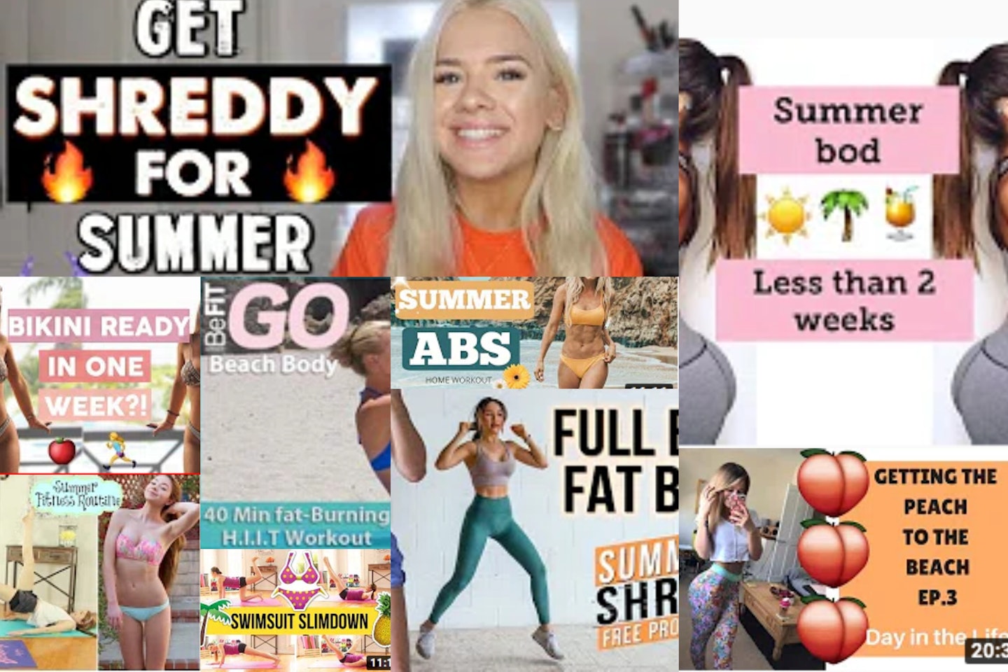 Some of the YouTube thumbnails from workout videos...