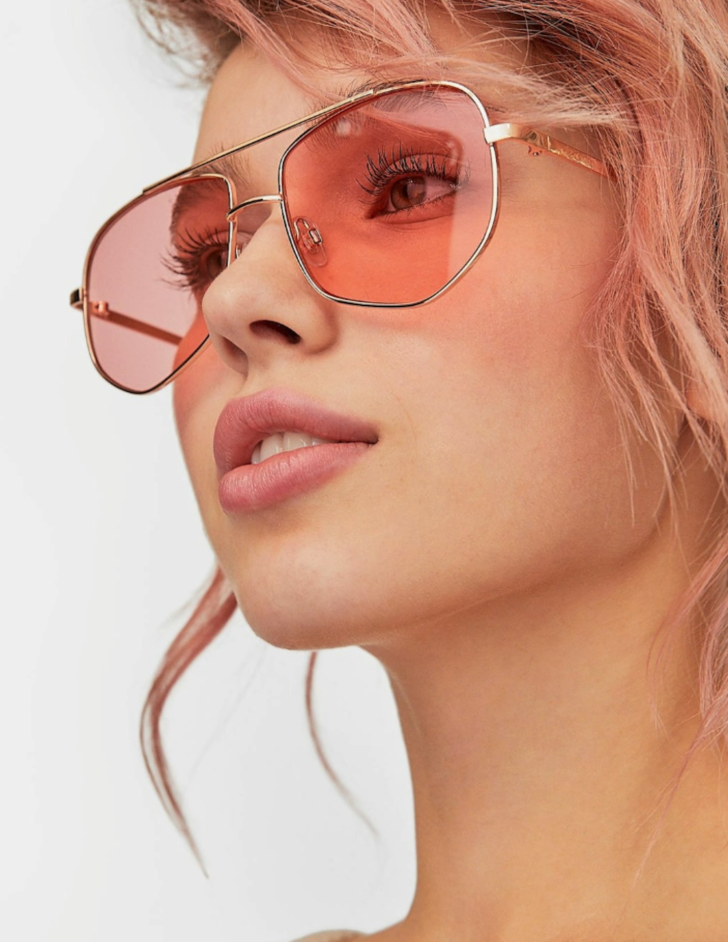 Stradivarius Pink geometric metal sunglasses, 12.99
