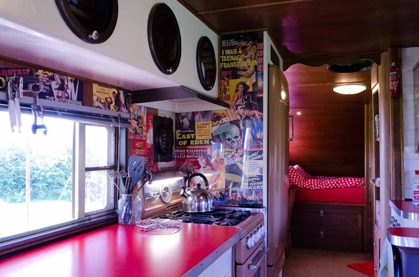 Inside the cosy vintage American caravan