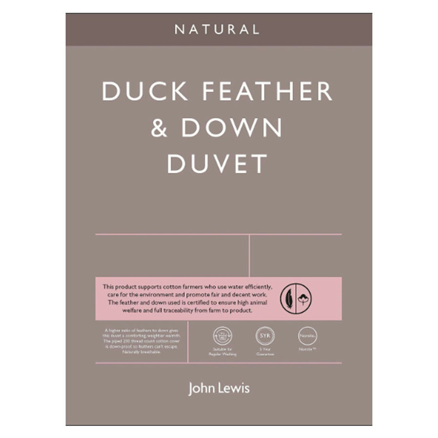 John Lewis & Partners Natural Duck Feather and Down Duvet 13.5 tog, £65-£105