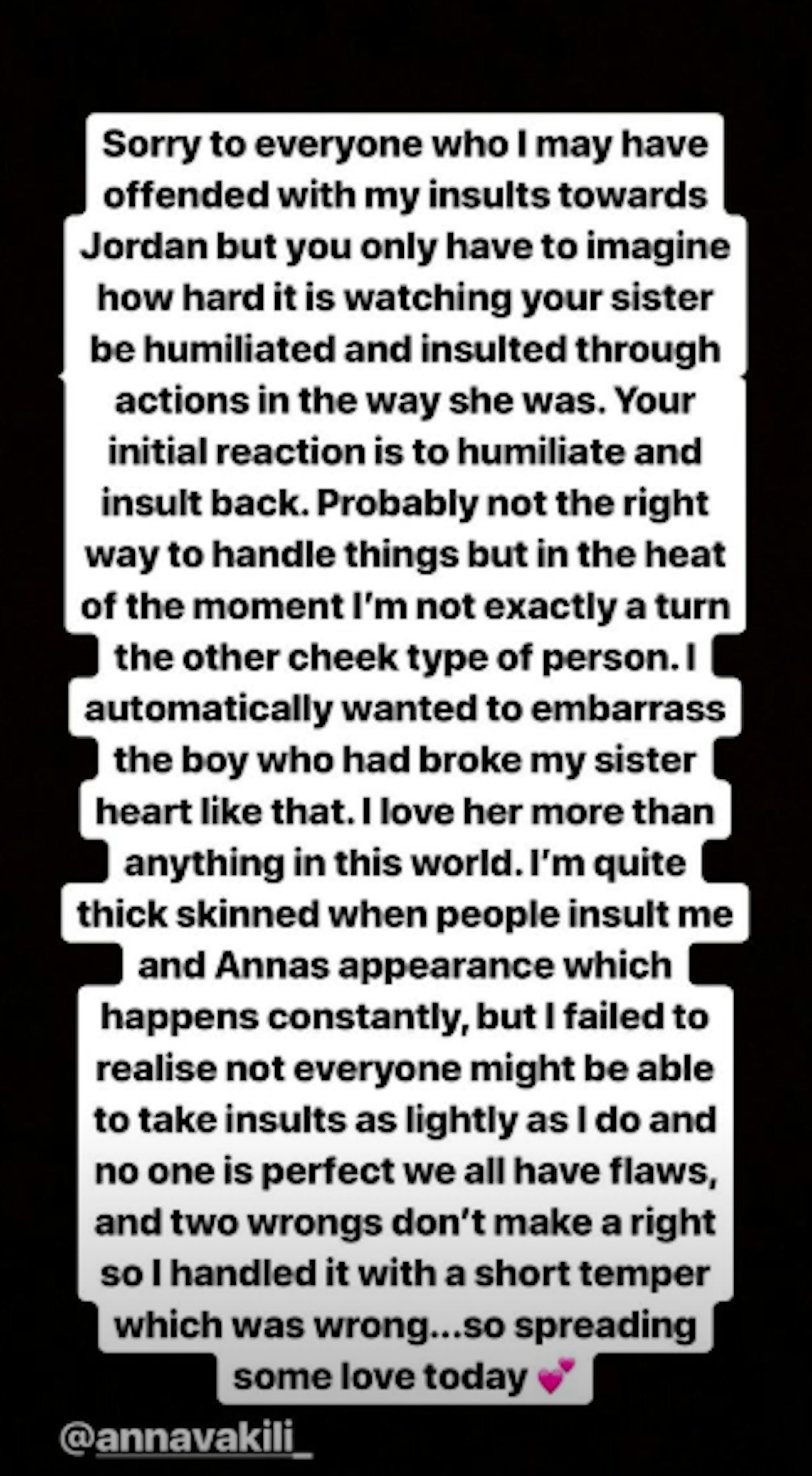 Love Island's Anna Vakili