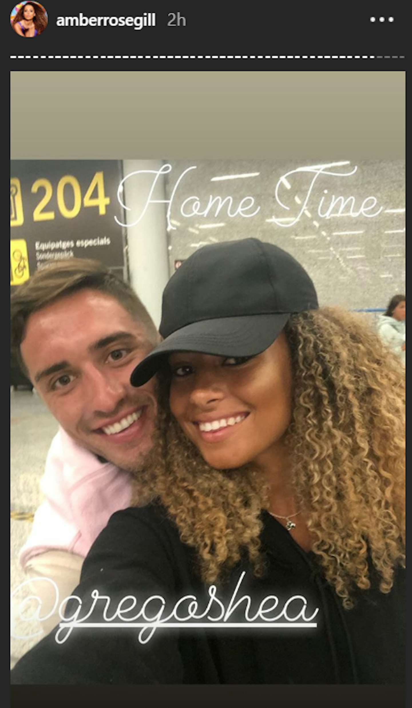 Amber and Greg made their way back to the UK