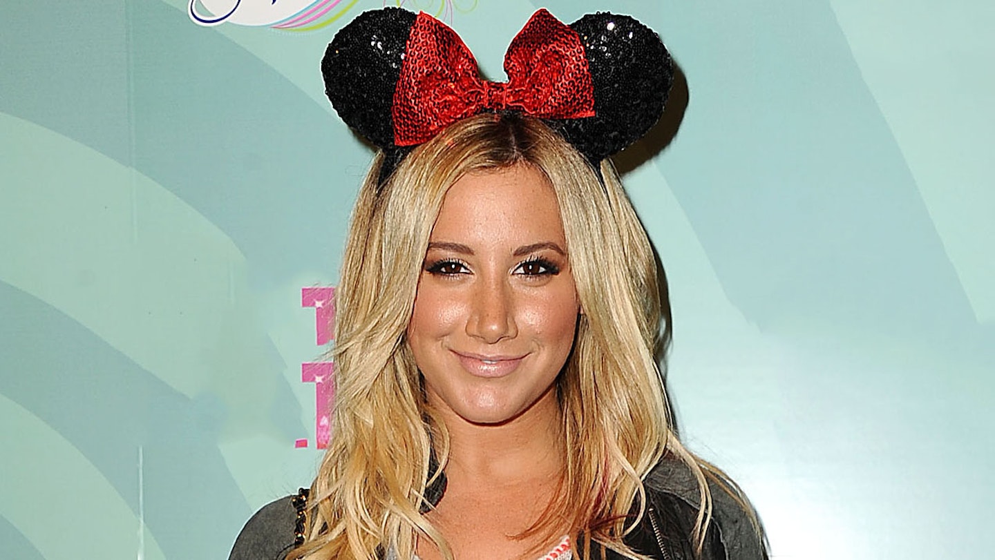 High School Musical star Ashley Tisdale wearing Mickey Mouse ears 