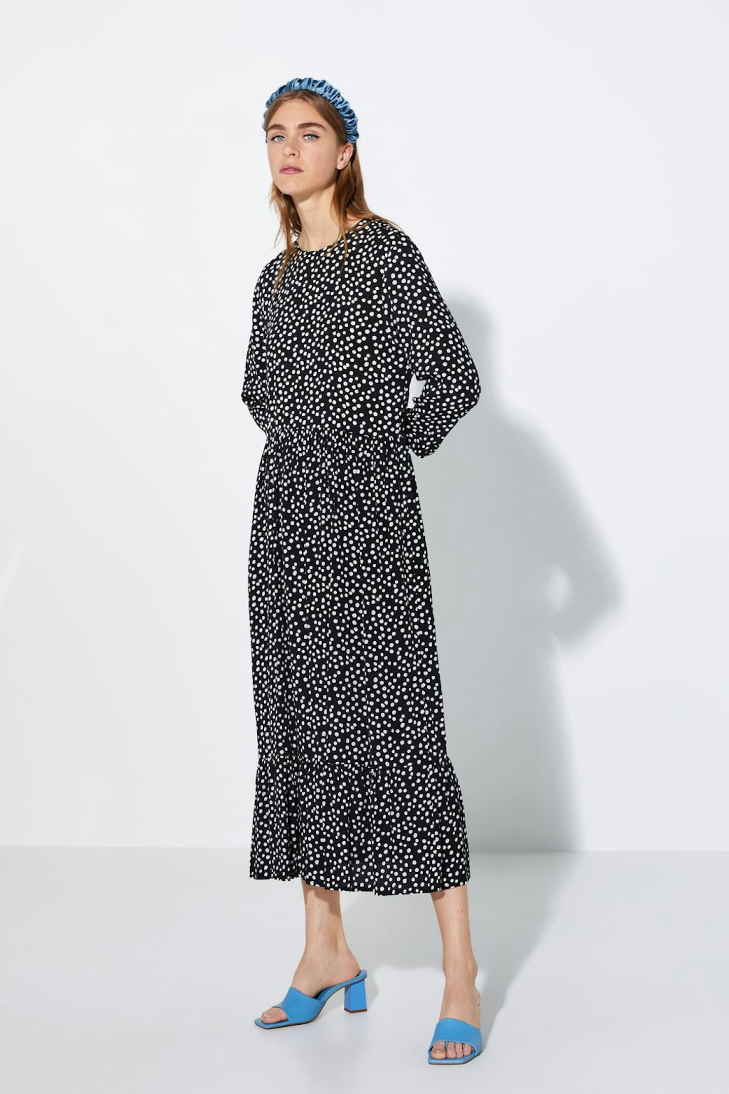 zara black polka dot dress