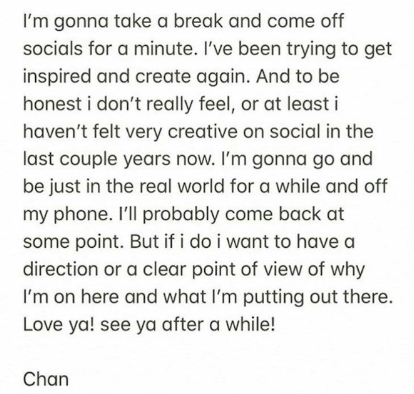 Channing Tatum Instagram statement