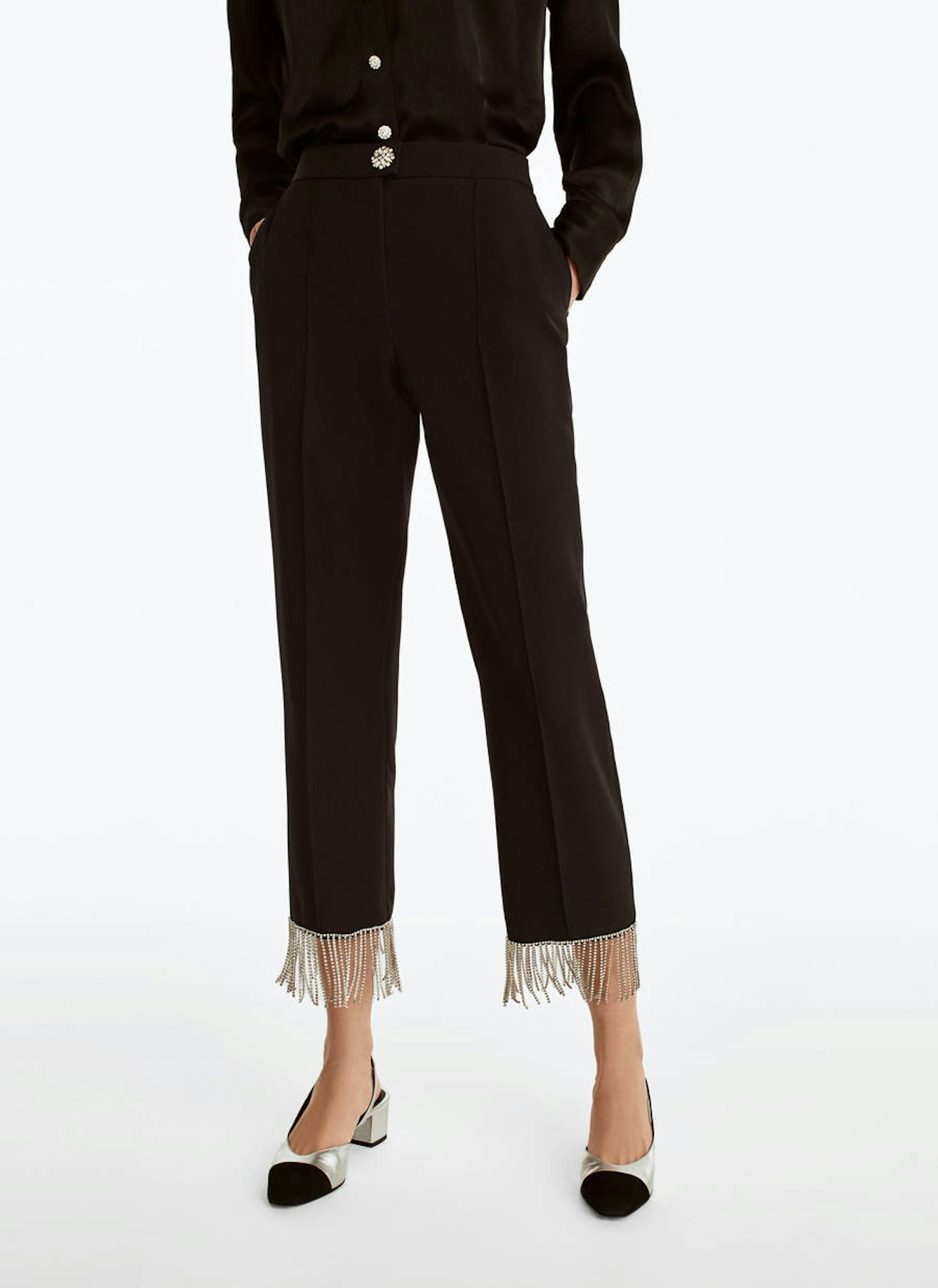 Uterqu00fce, Trousers With Bejewelled Hems, £130