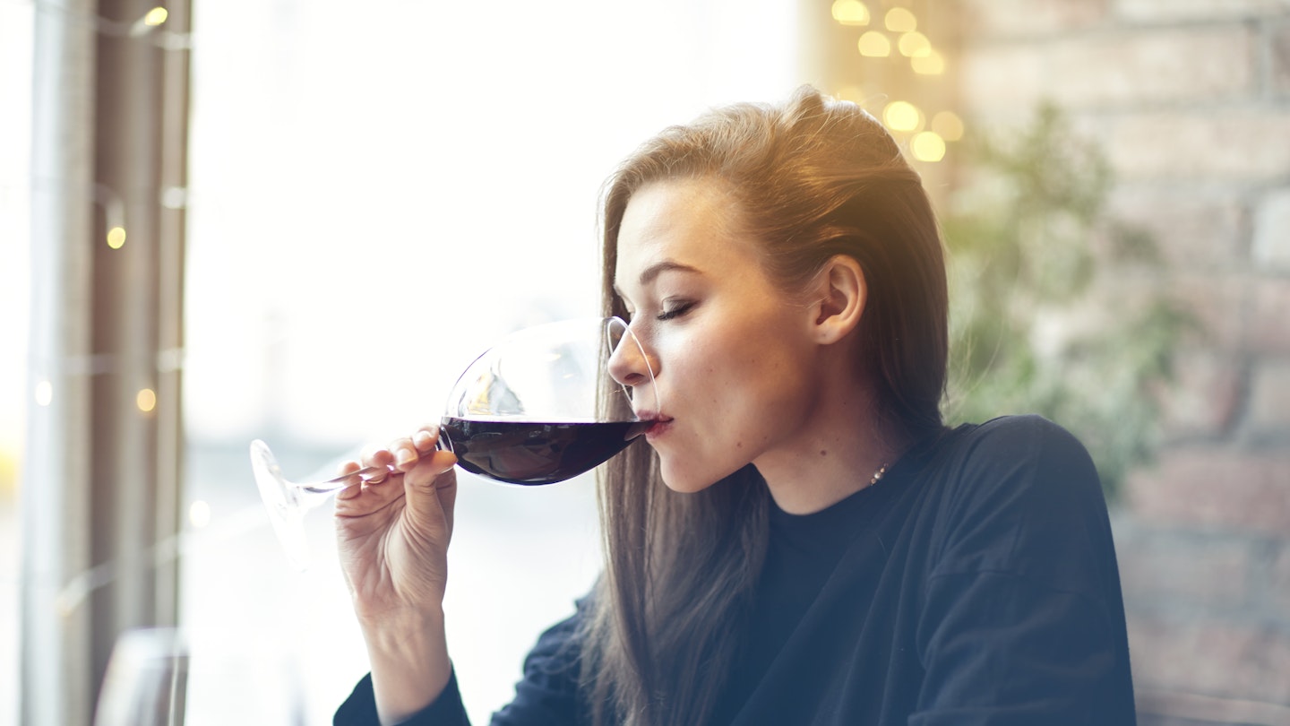 woman drinking wine