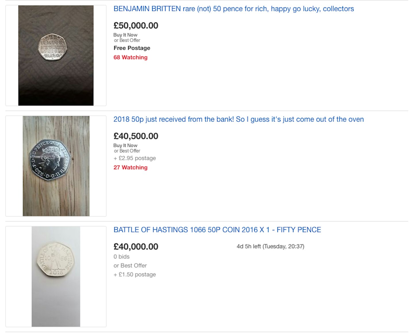 50p coins on eBay