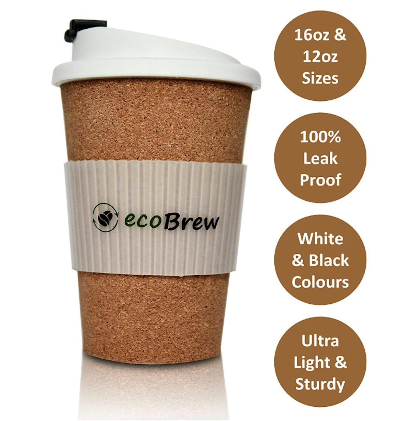 ecoBrew Reusable Coffee Cup with Leak-proof Screw-On Lid