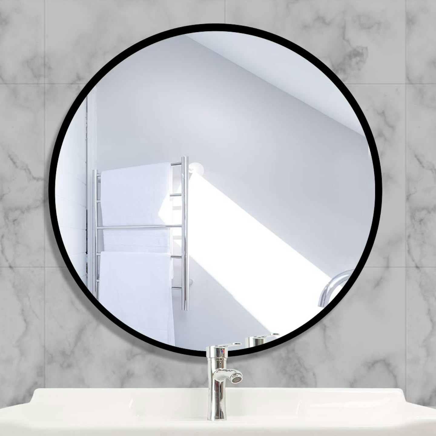 Beauty4U black round framed mirror