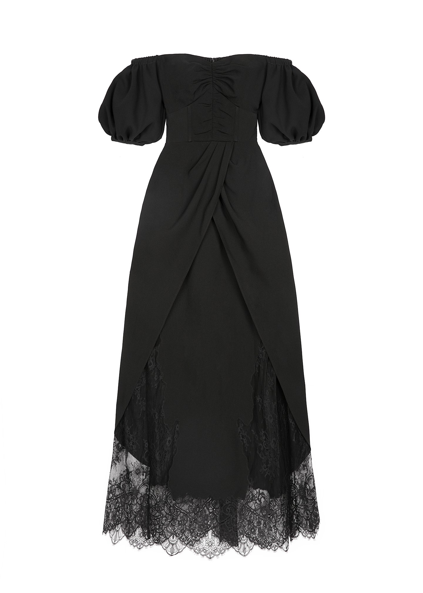 Off-Shoulder Crepe And Lace Dress, £350