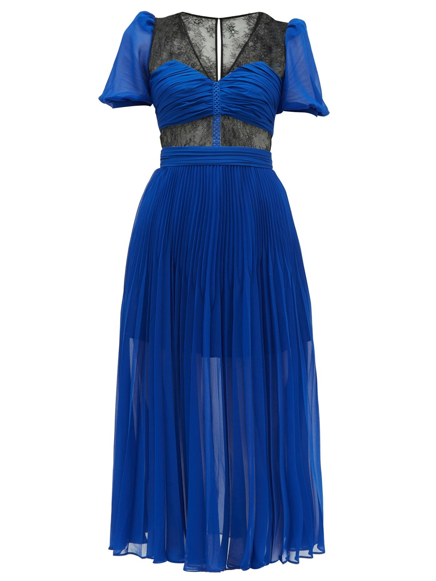 Blue Pleated Chiffon Dress, £320