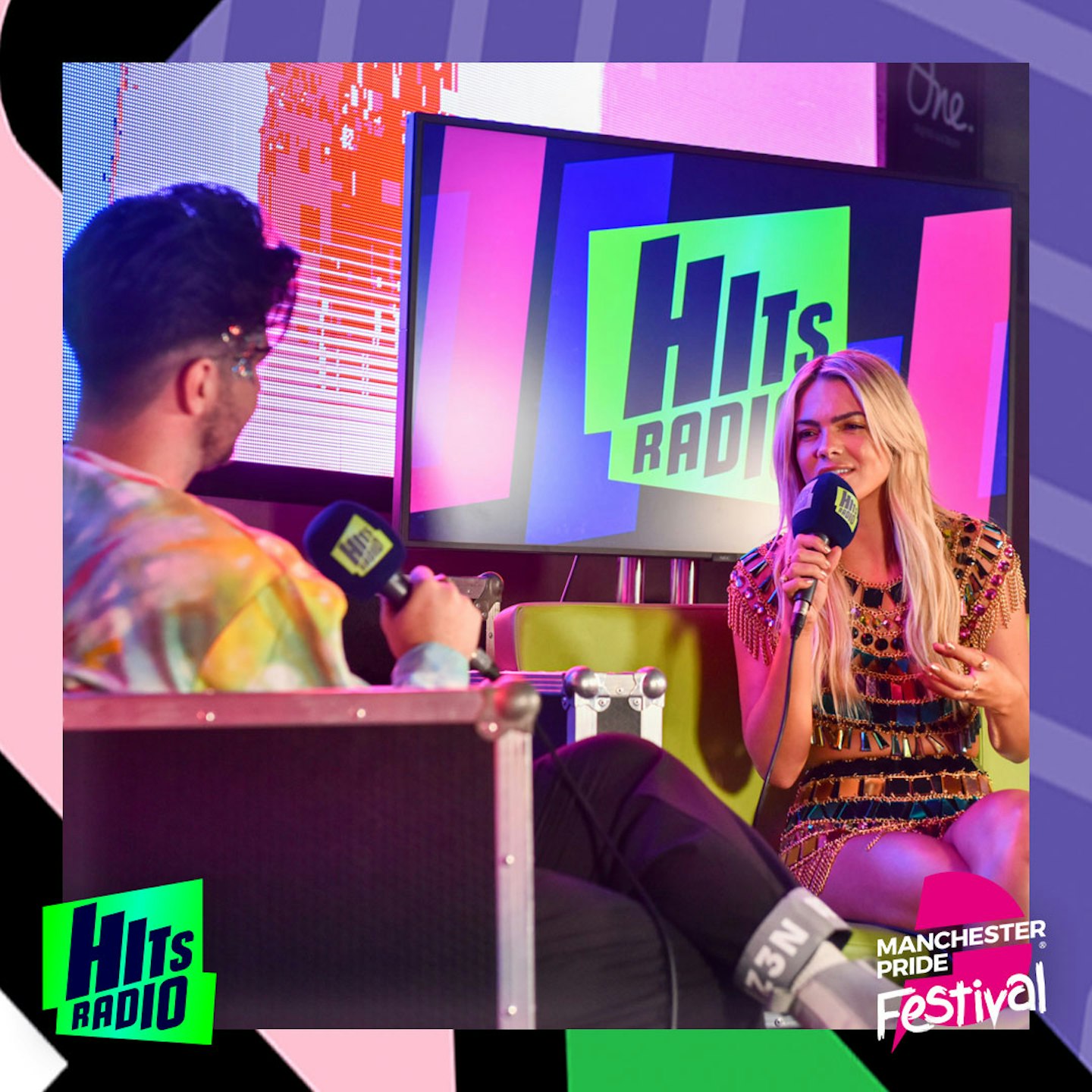 Louisa being interviewed at Manchester Pride 2019