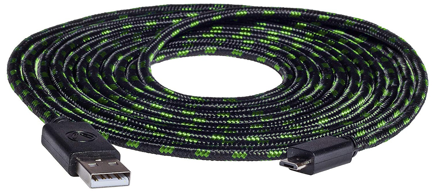 Snakebyte USB Mesh Charge Cable 3m Black Green (Xbox One/PS4)