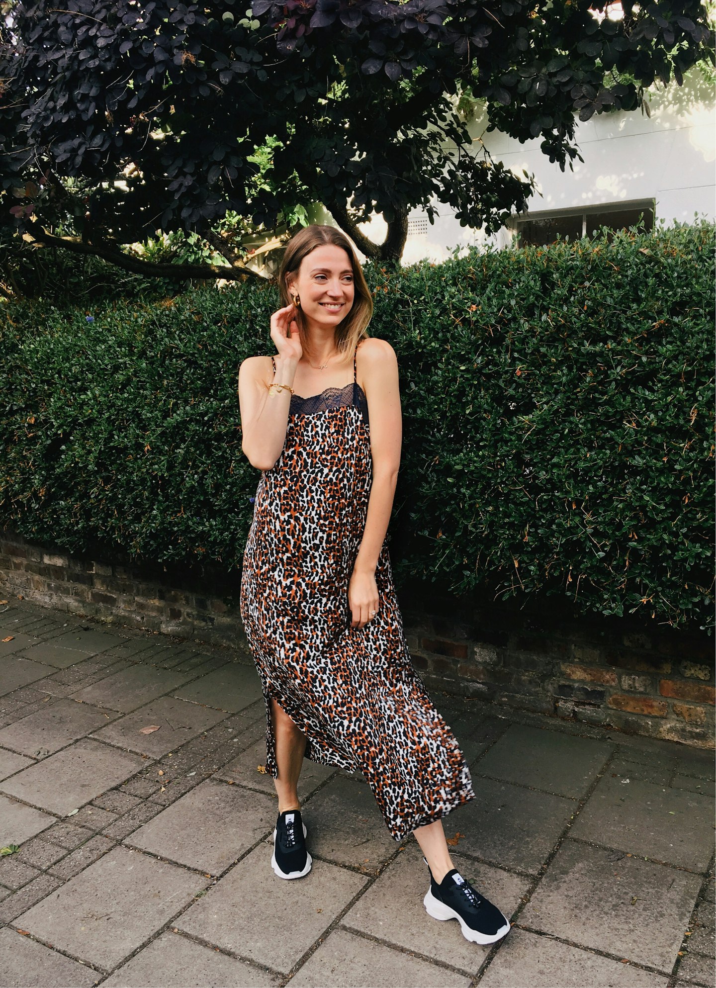 slip dress with trainers in autumn 