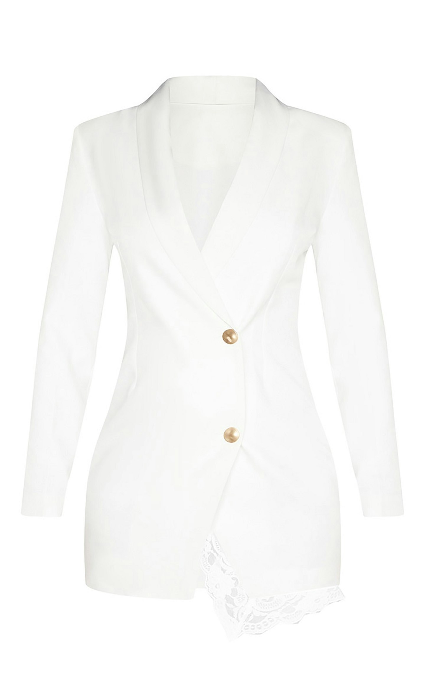 White Gold Button Lace Insert Blazer Dress, £35.00