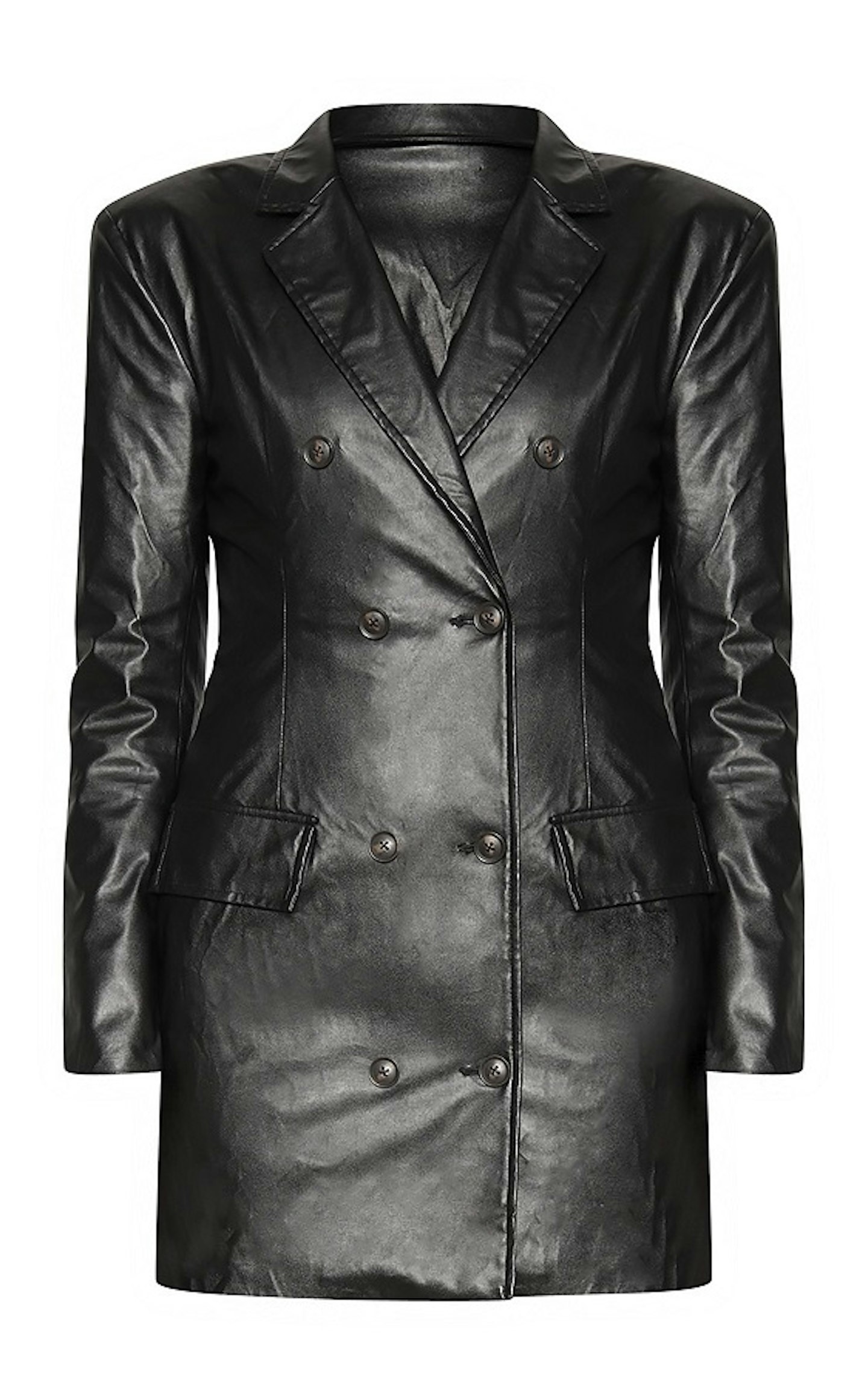Black Faux Leather Blazer Dress, £40.00