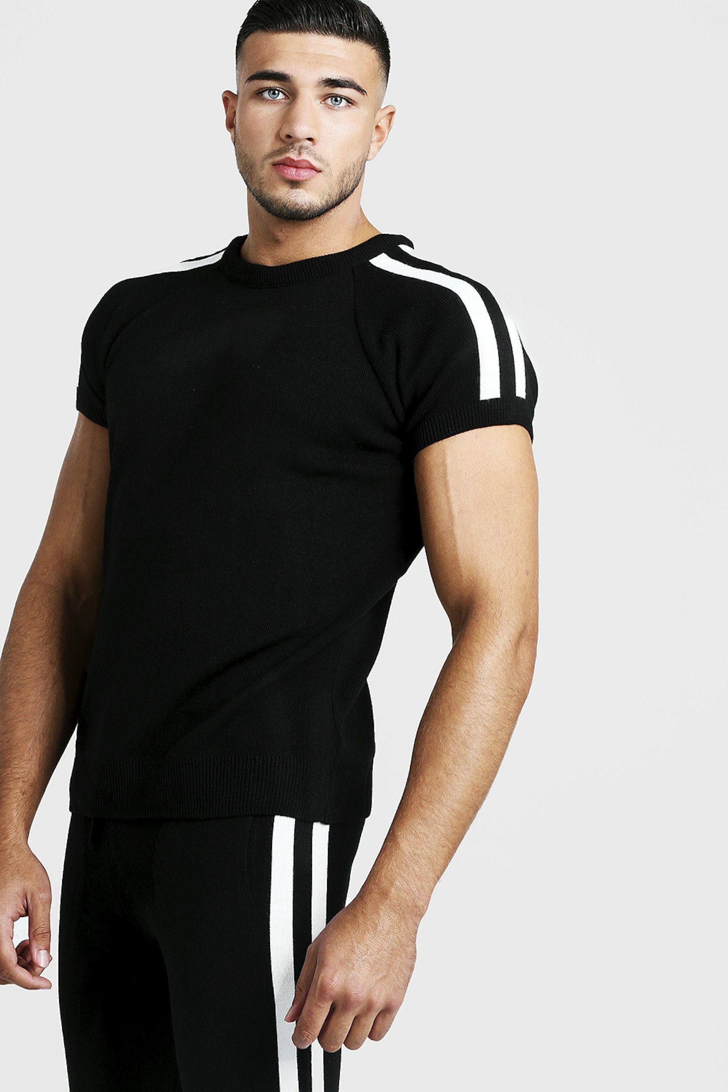 Knitted T-Shirt & Jogger Set with Side Stripe, £30