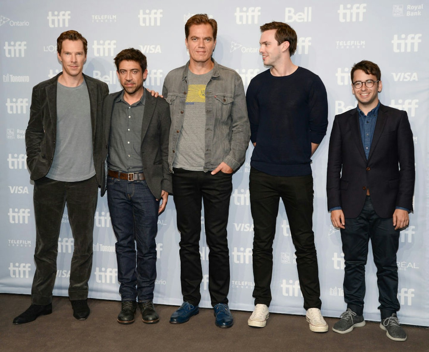 Actor Benedict Cumberbatch, director Alfonso Gomez-Rejon, actors Michael Shannon, Nicholas Hoult and executive producer Michael Mitnick attend 'The Current War' press conference