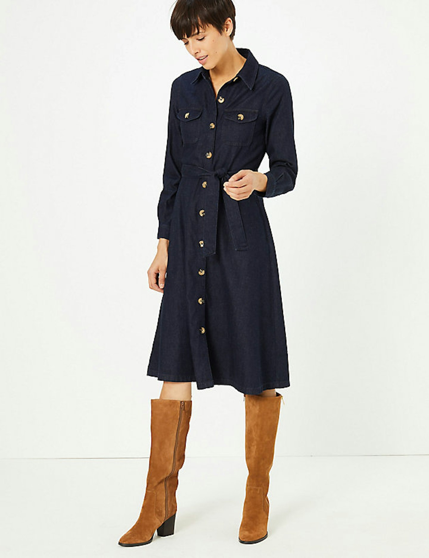 Denim Waisted Dress, £55