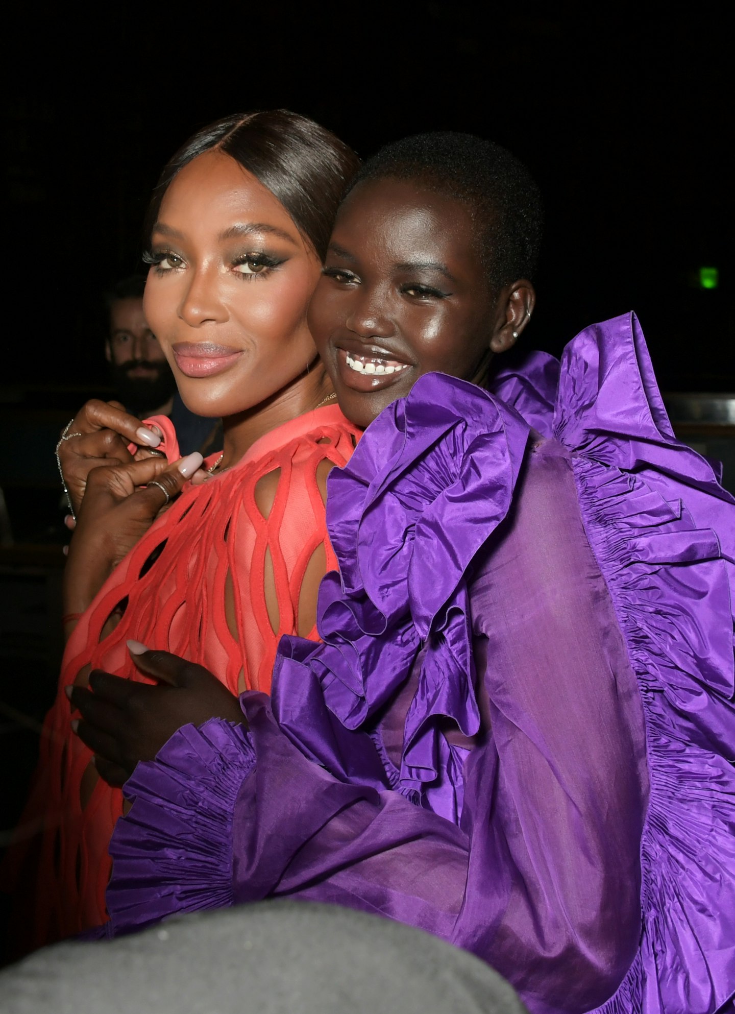 Naomi Campbell and Adut Akech backstage at Fashion for Relief