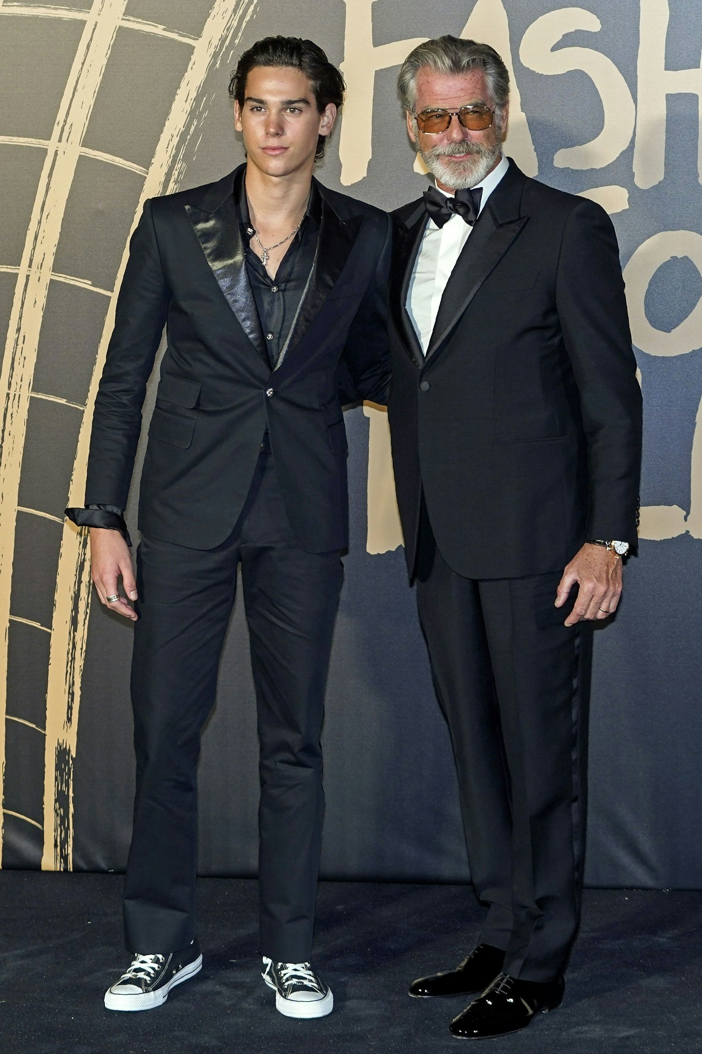 Pierce Brosnan with his son Paris, who modelled in the Fashion For Relief show