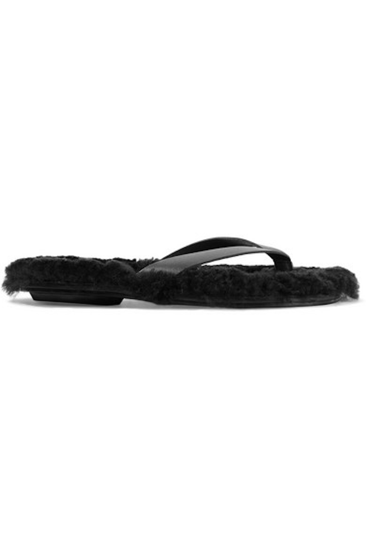Tibi, Bryan shearling-trimmed flip flops
