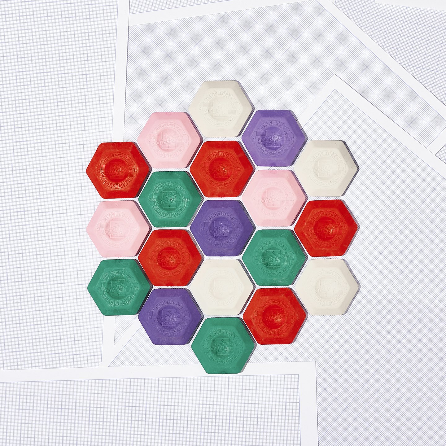 Hexagon Erasers from Present and Correct, £1.75 each