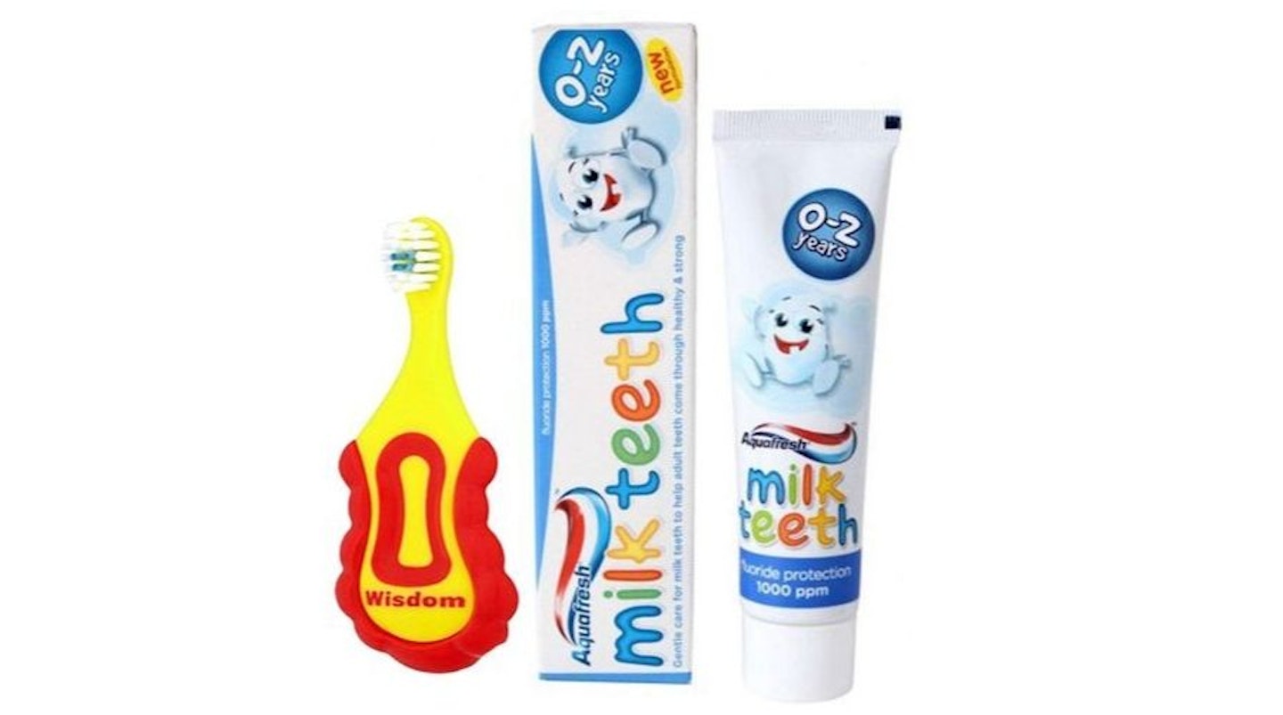 Wisdom Step-by-Step Baby Toothbrush and Milk Teeth Babies Toothpaste Set, 9.99