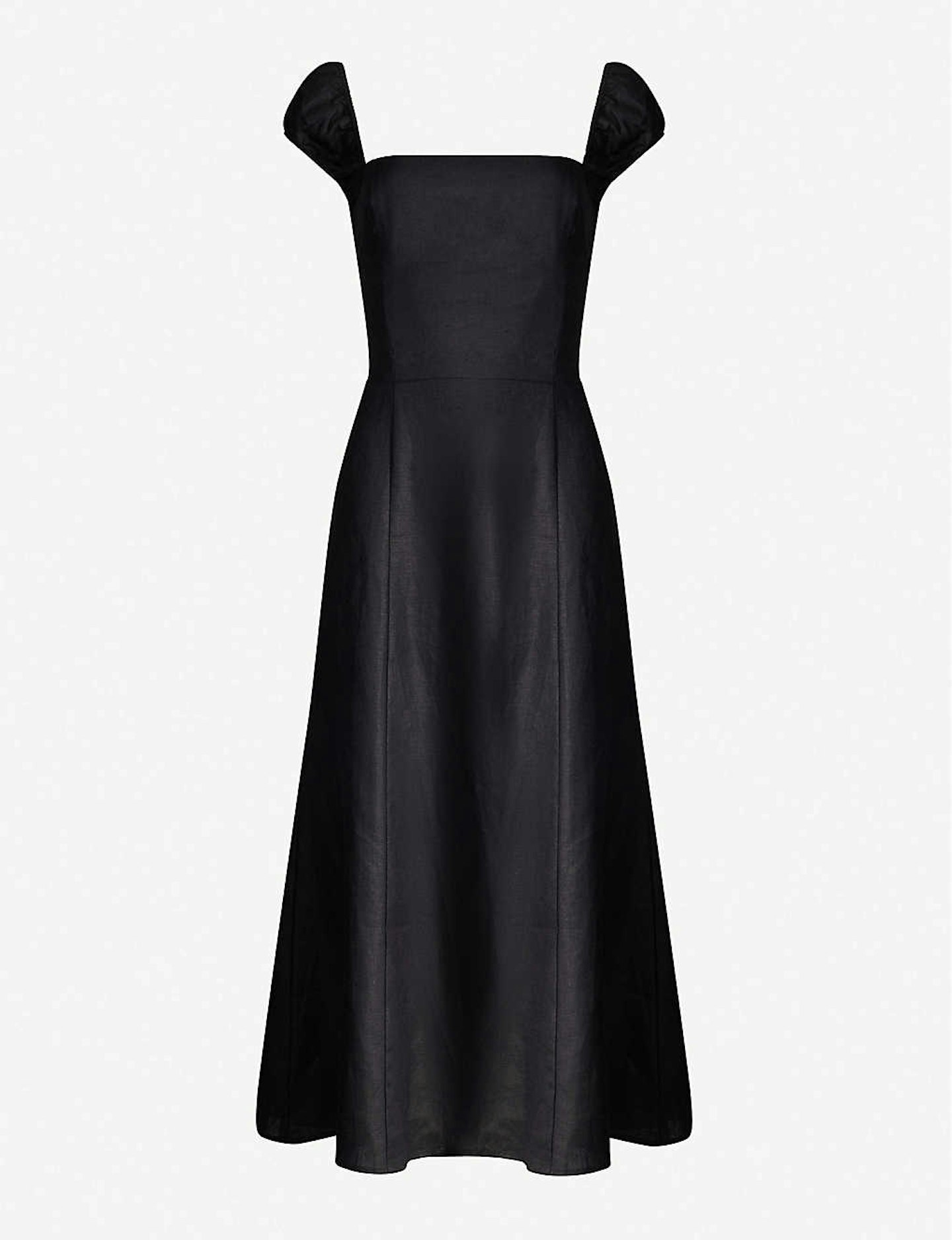 Reformation, Puff Sleeve Black Midi Dress, £255