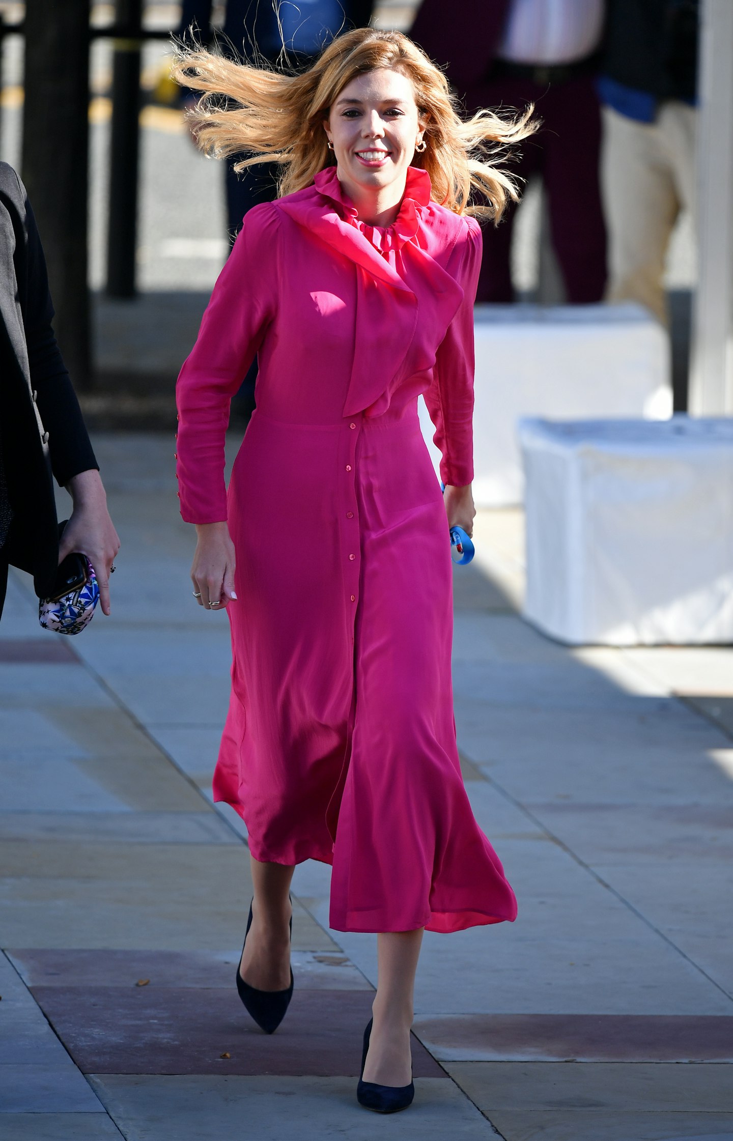 Carrie Symonds in an & Other Stories fuchsia dress, £85, sold out