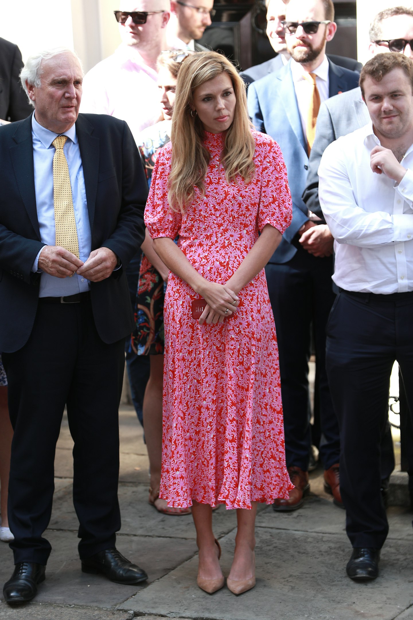 Carrie Symonds wearing a Ghost midi dress, £120, sold out