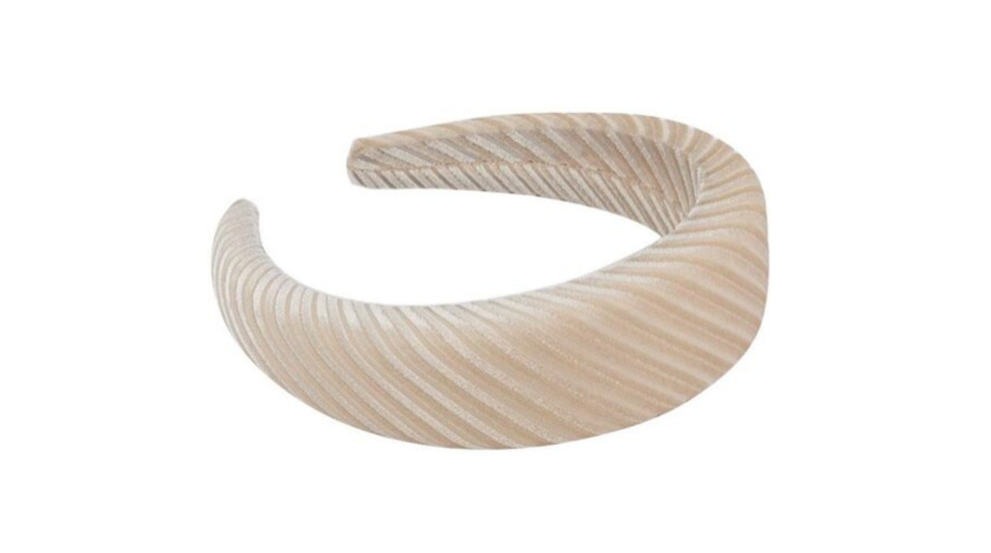 Striped Velvet Khaki Headband, 3.29