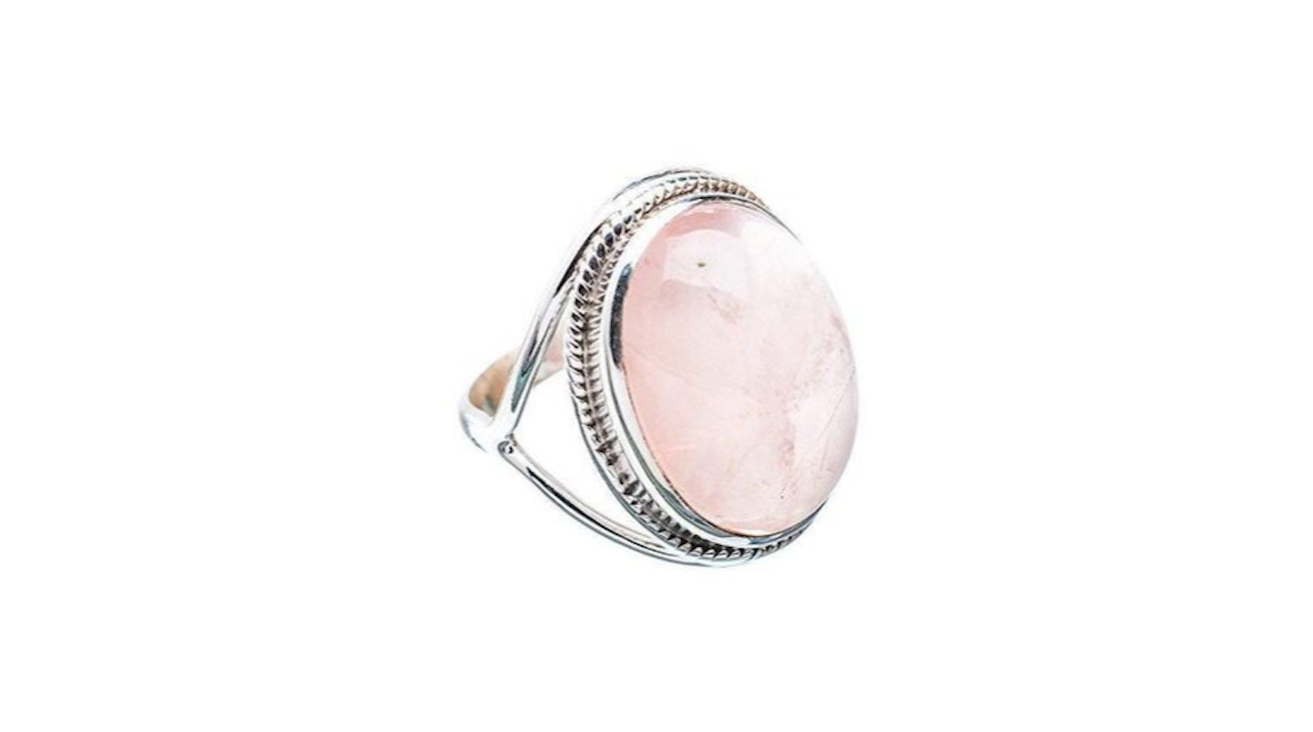 Rose Quartz Silver Ring, 22