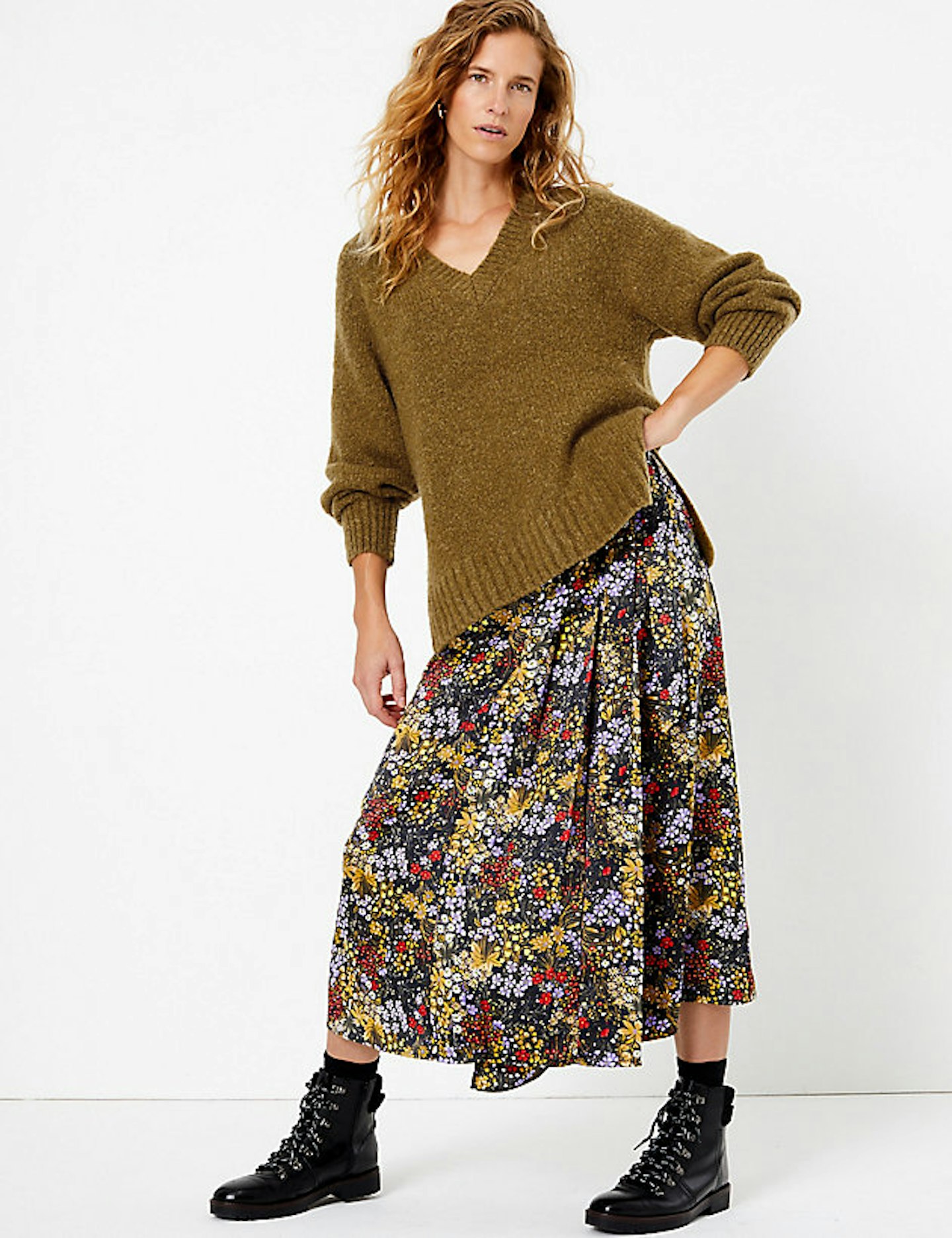 Satin Floral Skirt, £49.50