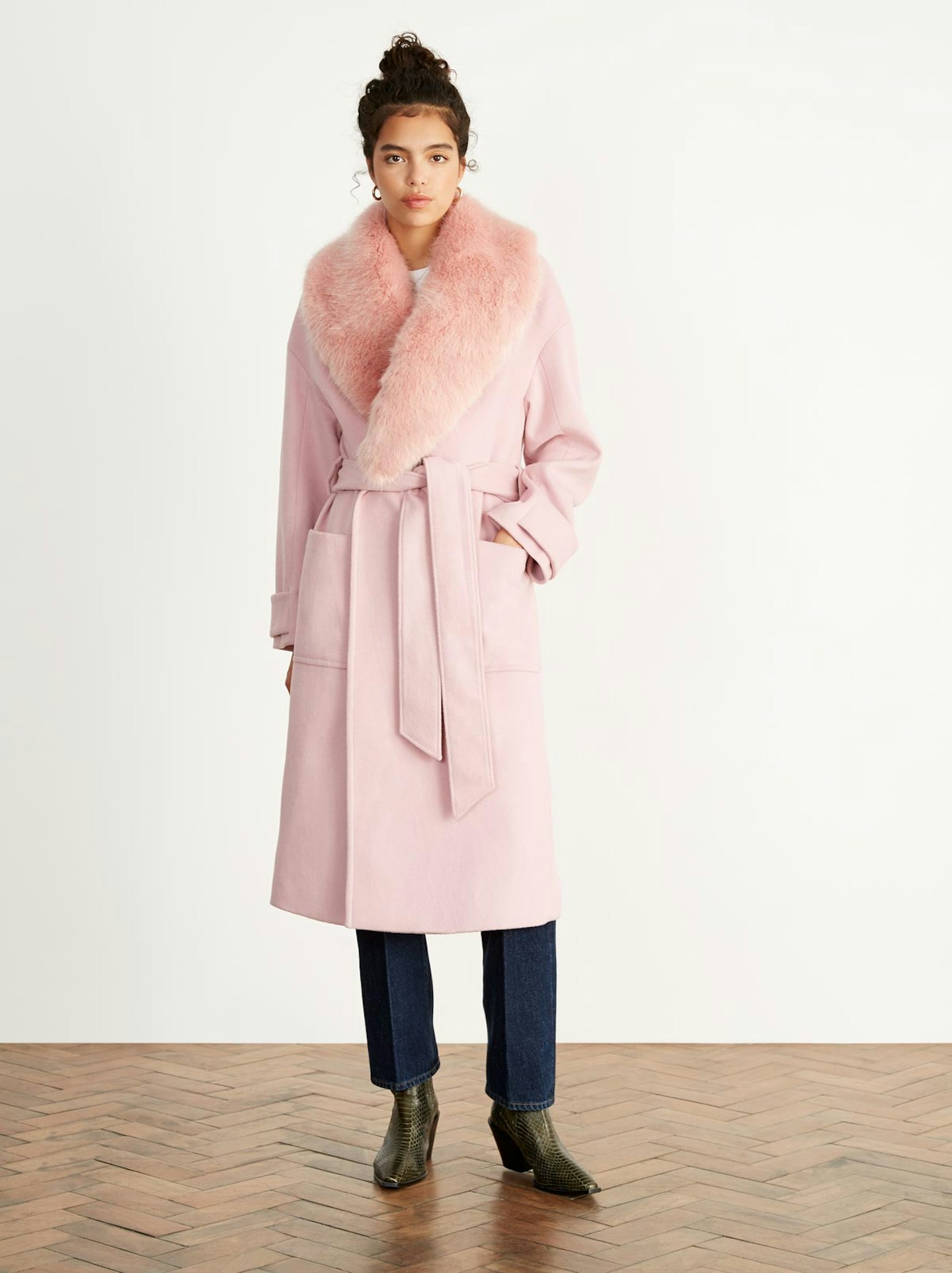 Pink Coat WIth Faux Fur Trim, £300