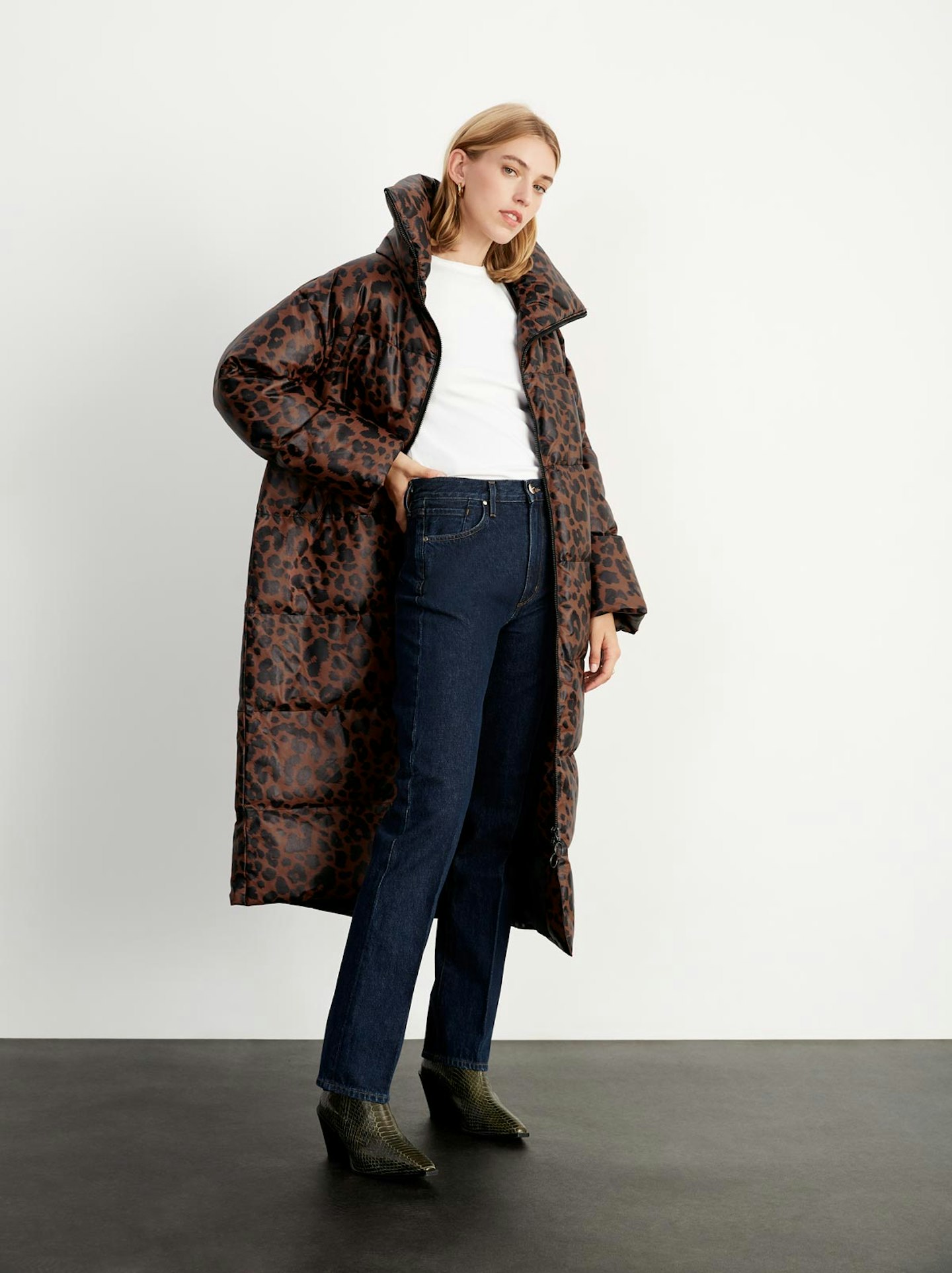Long-line Leopard Print Puffer Coat, £245