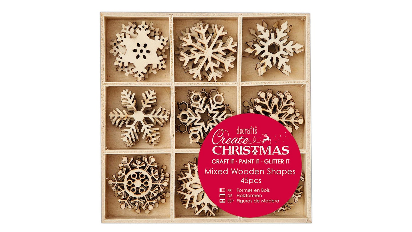Docrafts Create Christmas 3cm Snowflakes Mixed Wooden Shapes (45 pieces)