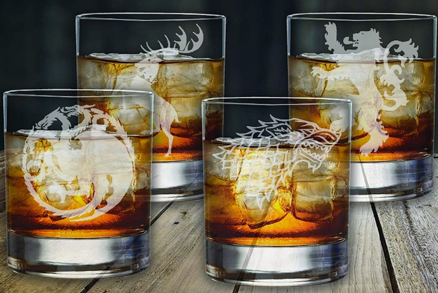 White Elephant Game of Thrones 4 Glasses Etched Set, £24.99