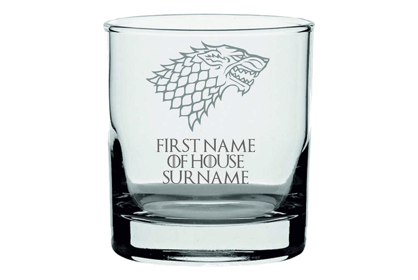 Personalised House Stark Game of Thrones Inspired Whisky Glass, £8.99