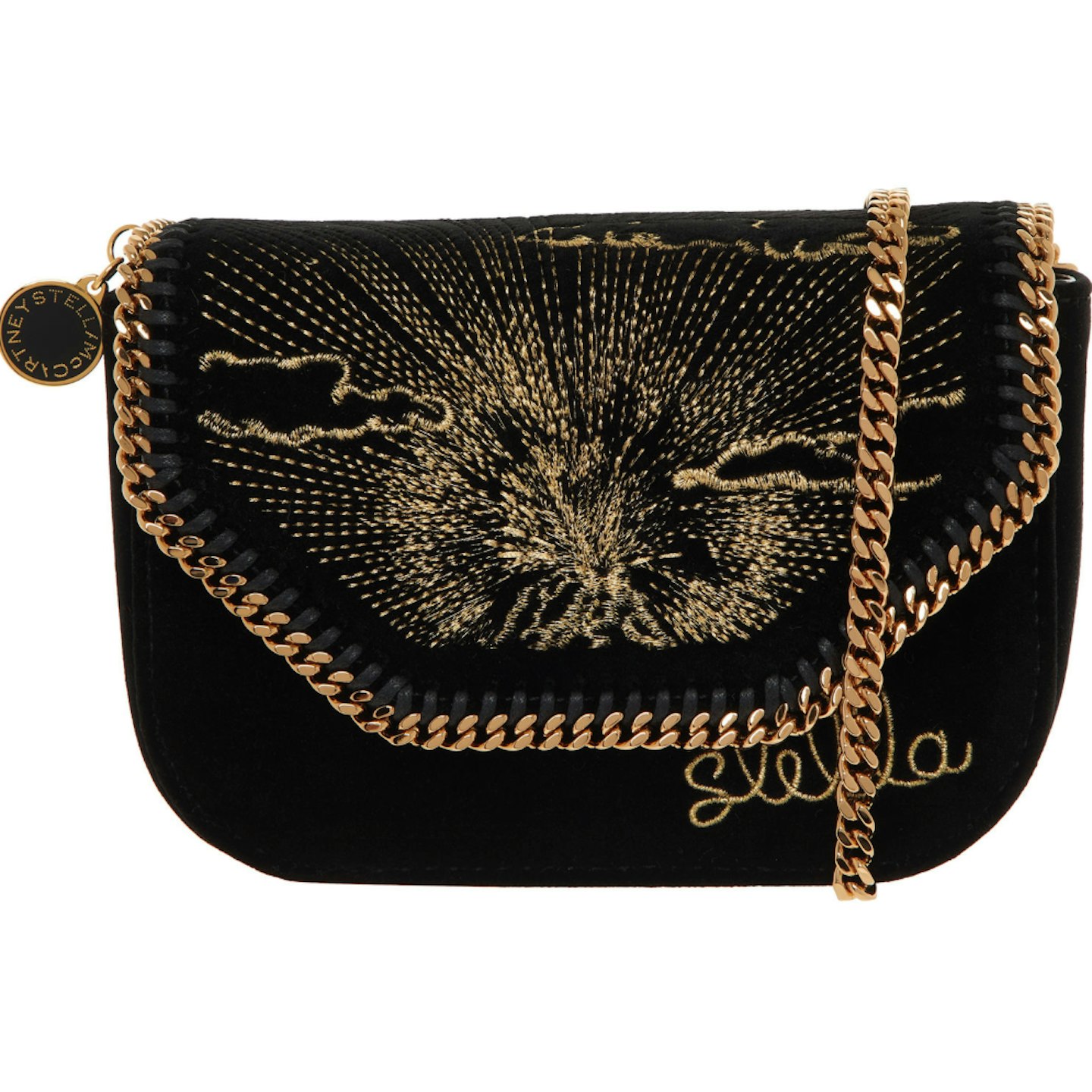 Stella McCartney, Black and Gold Velvet Bag, WAS £975 NOW £399.99