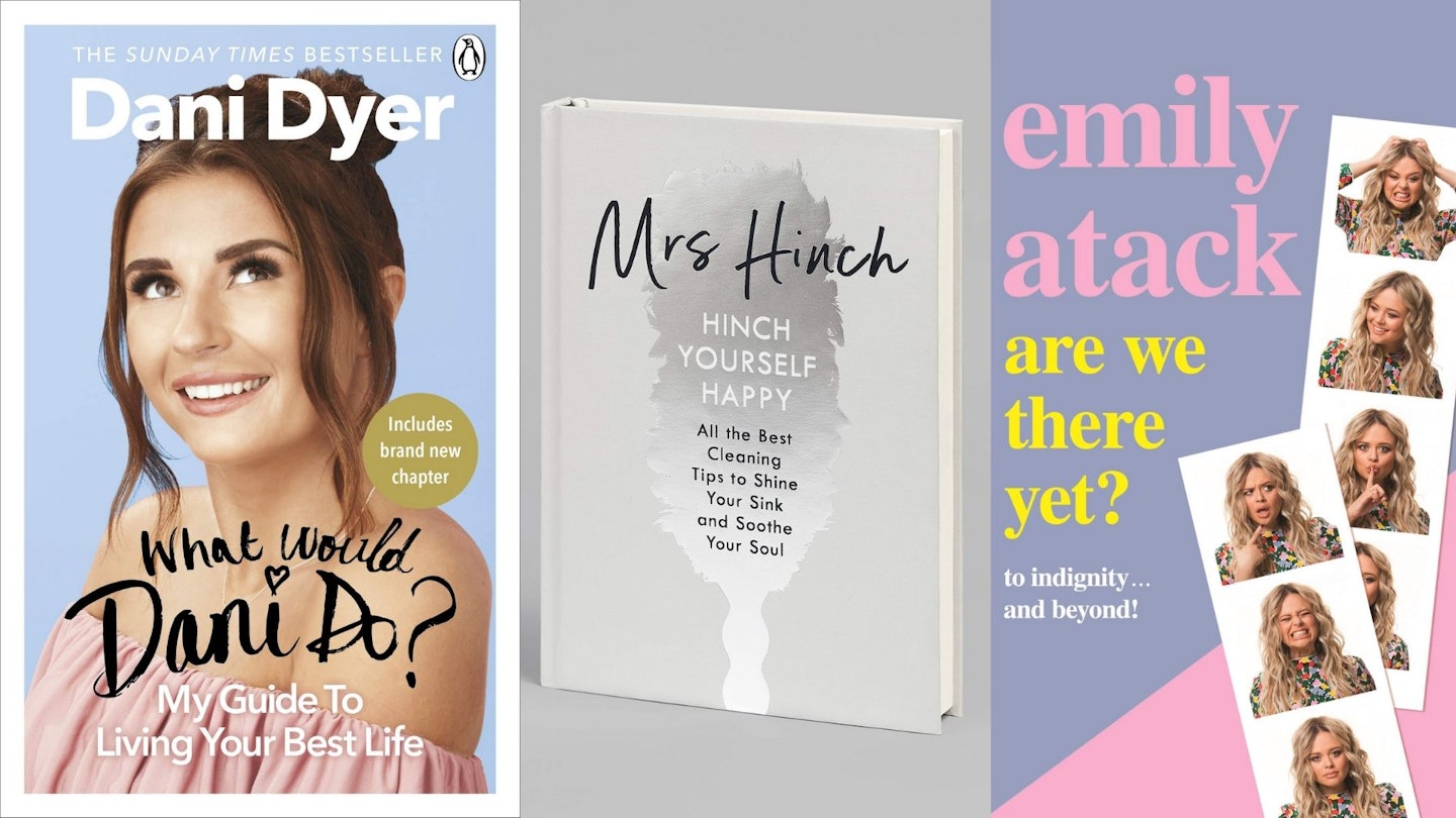 Left to Right: Dani Dyer - What Would Dani Do?, Mrs Hinch - Hinch Yourself Happy and Emily Atack - Are we there yet? books