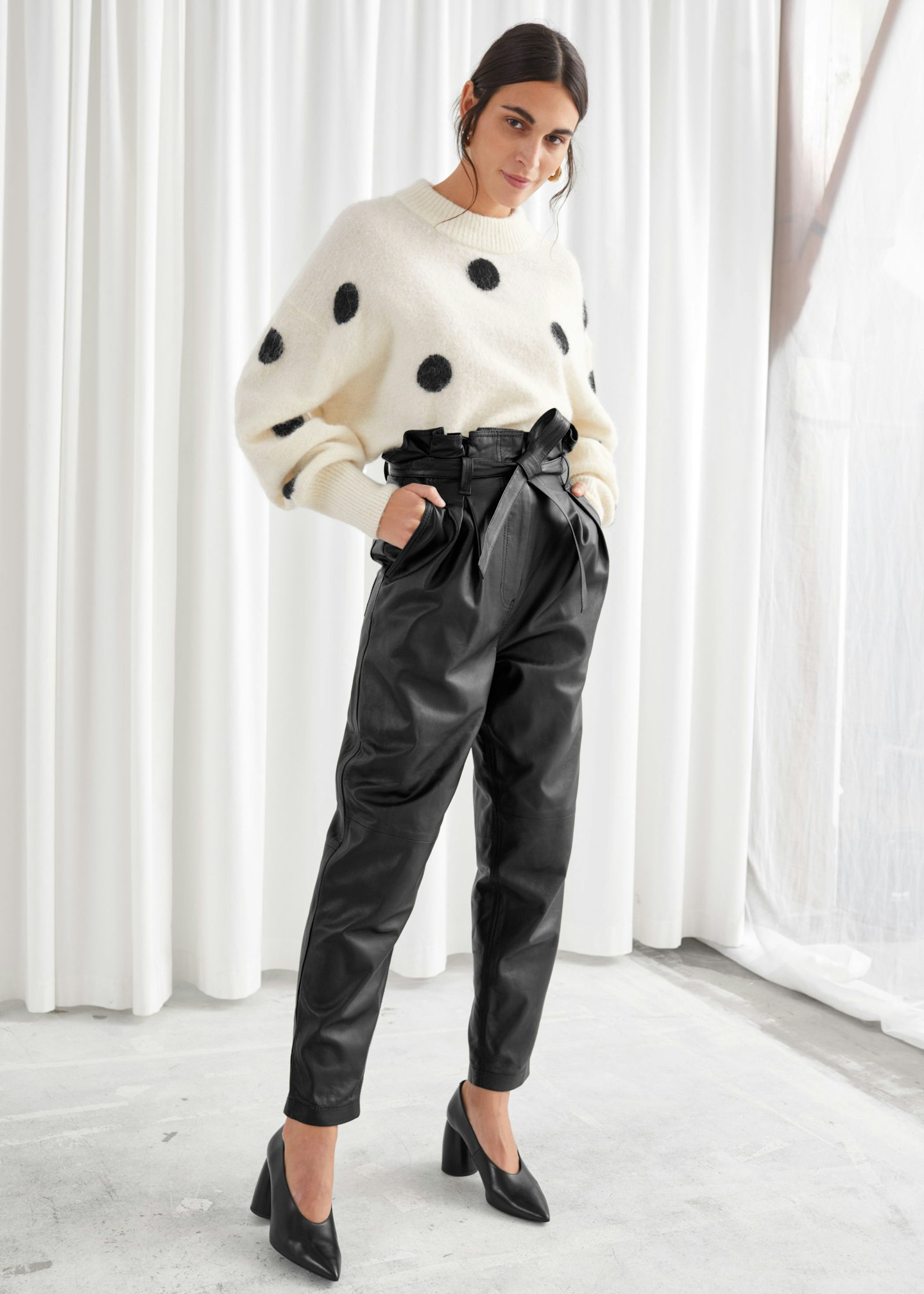 & Other Stories, Paperbag Waist Leather Trousers, £265