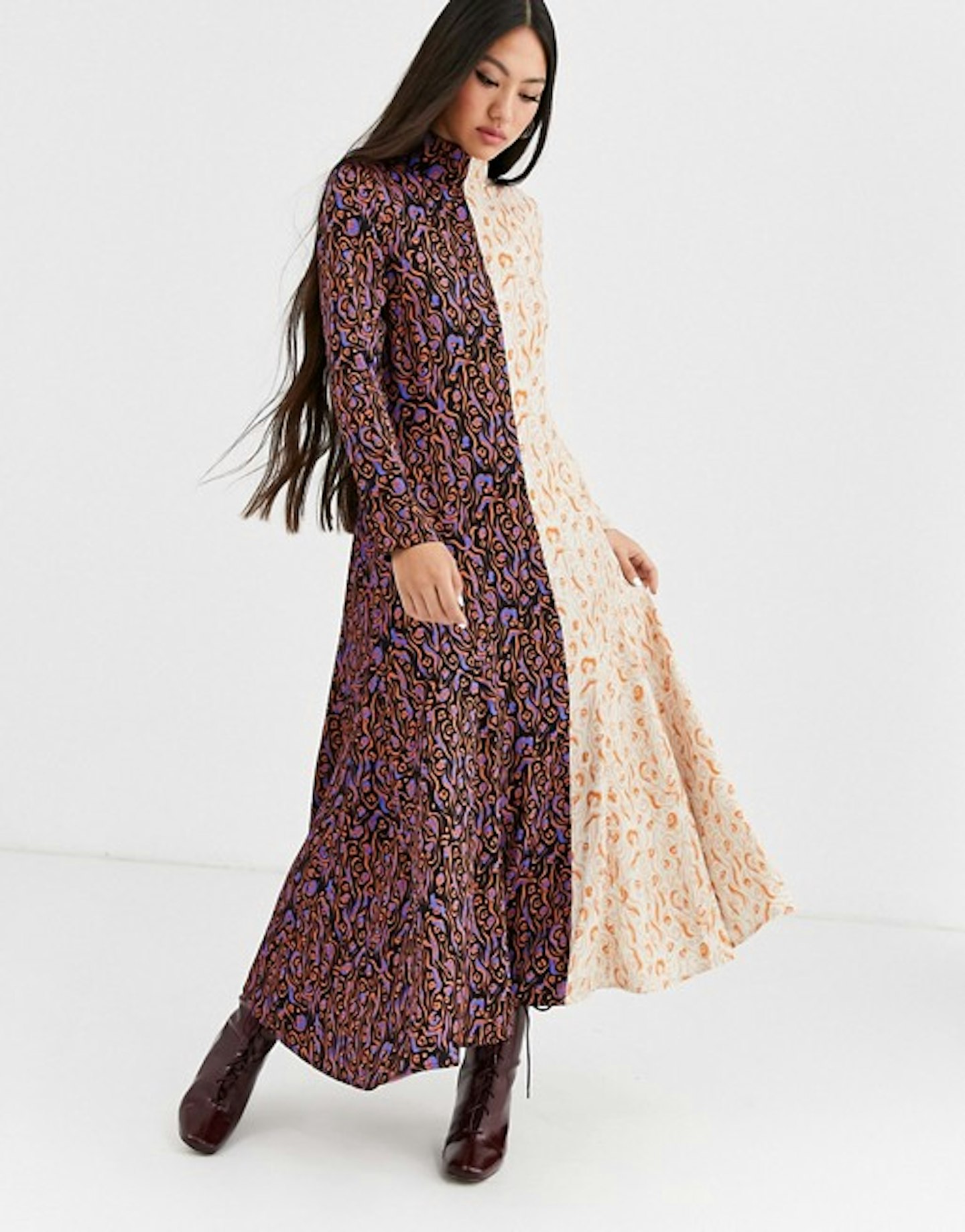 Mixed Print Long Sleeve Dress, £85