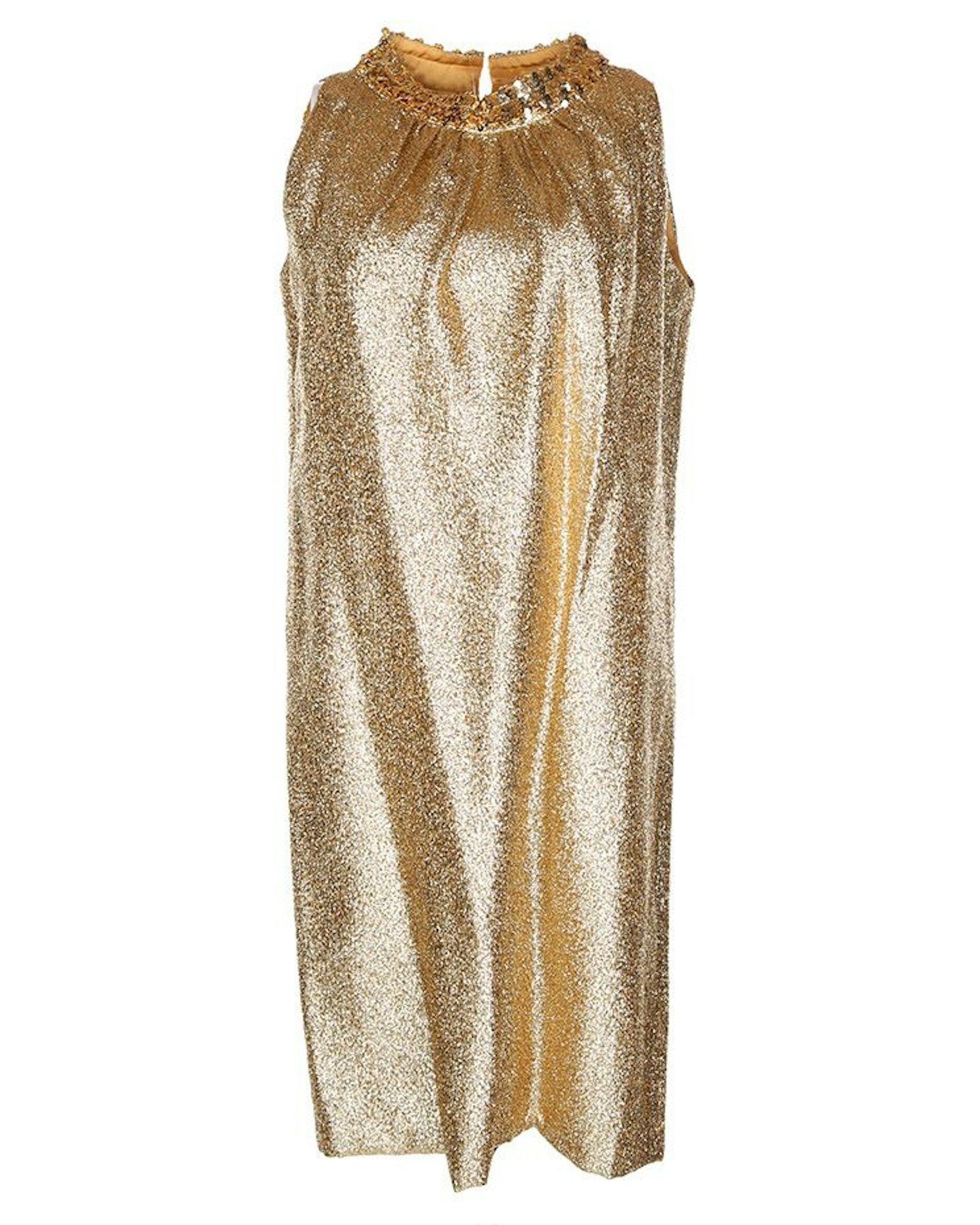 Rokit, Vintage 1960s Metallic Gold Cocktail Dress, £50