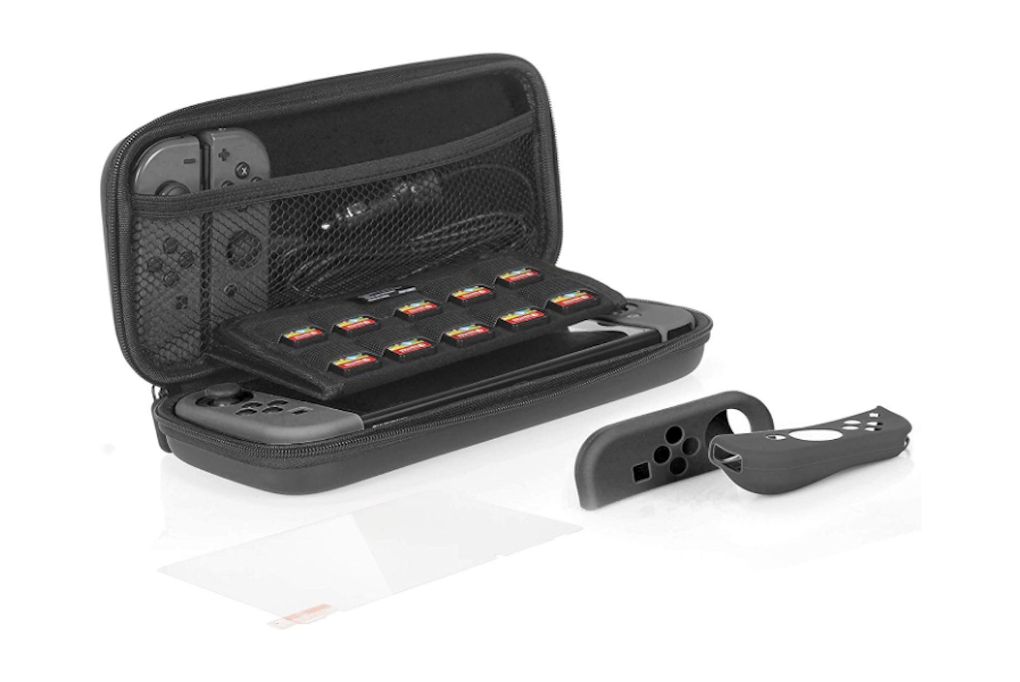 Protection Kit for Nintendo Switch with Carrying Case and Tempered-glass Screen Protector – Black, WAS £12.99 NOW £9.74