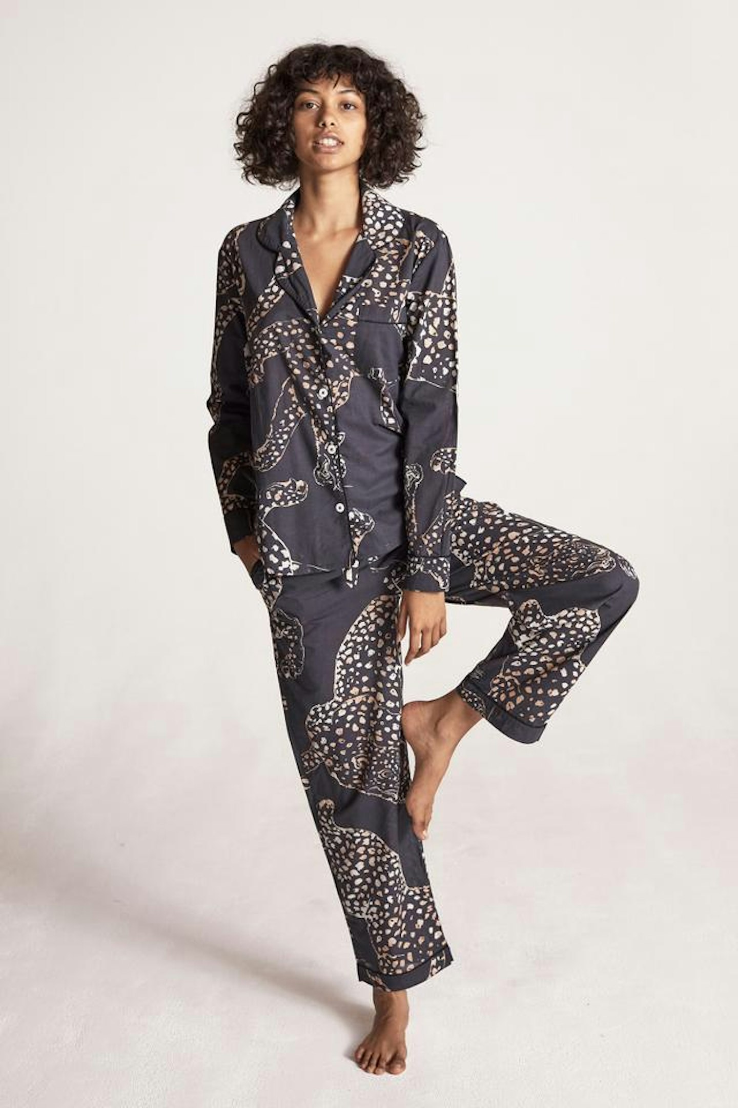 Desmond & Dempsey, Long Jag Print Pyjama Set, £150