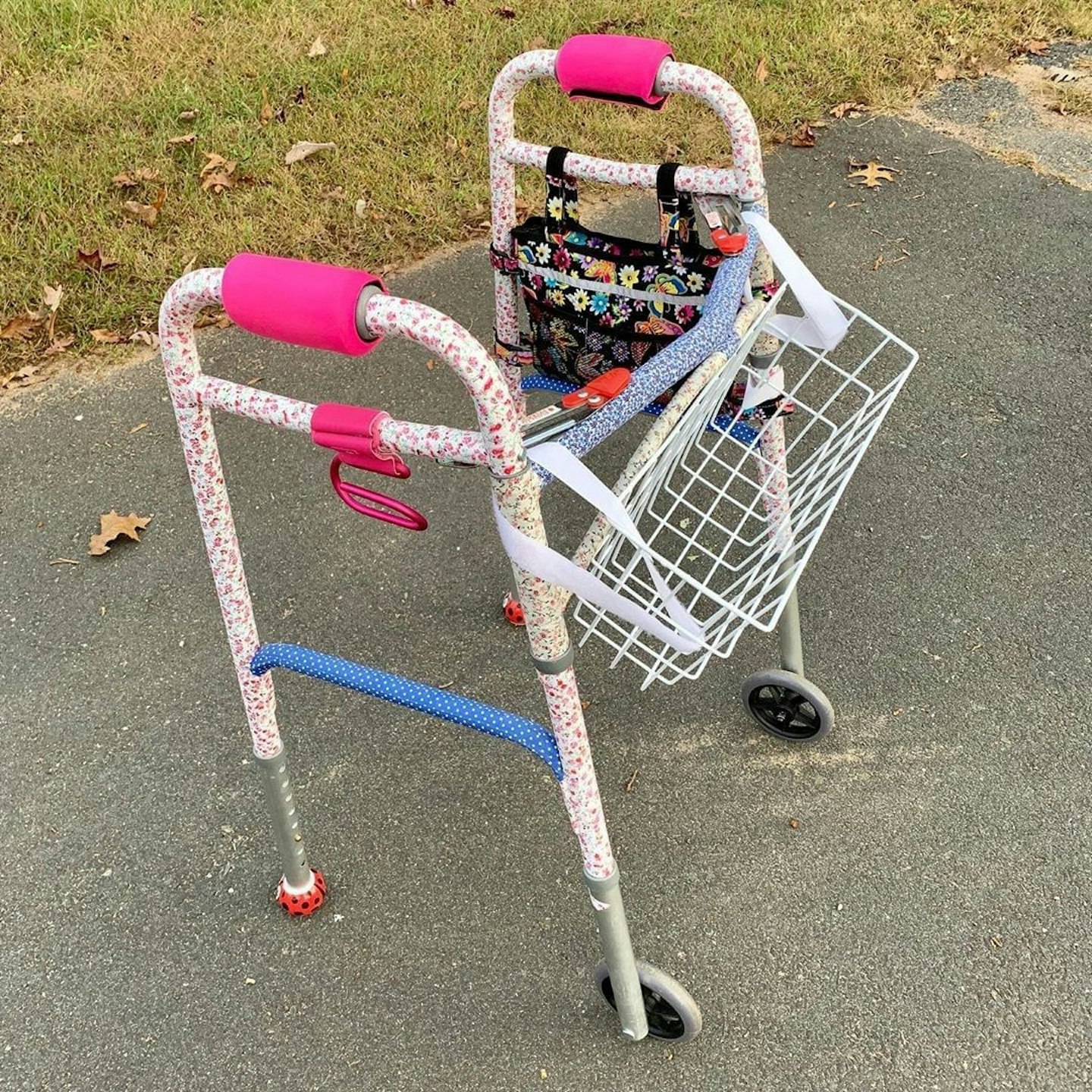 A customised walker with tape 