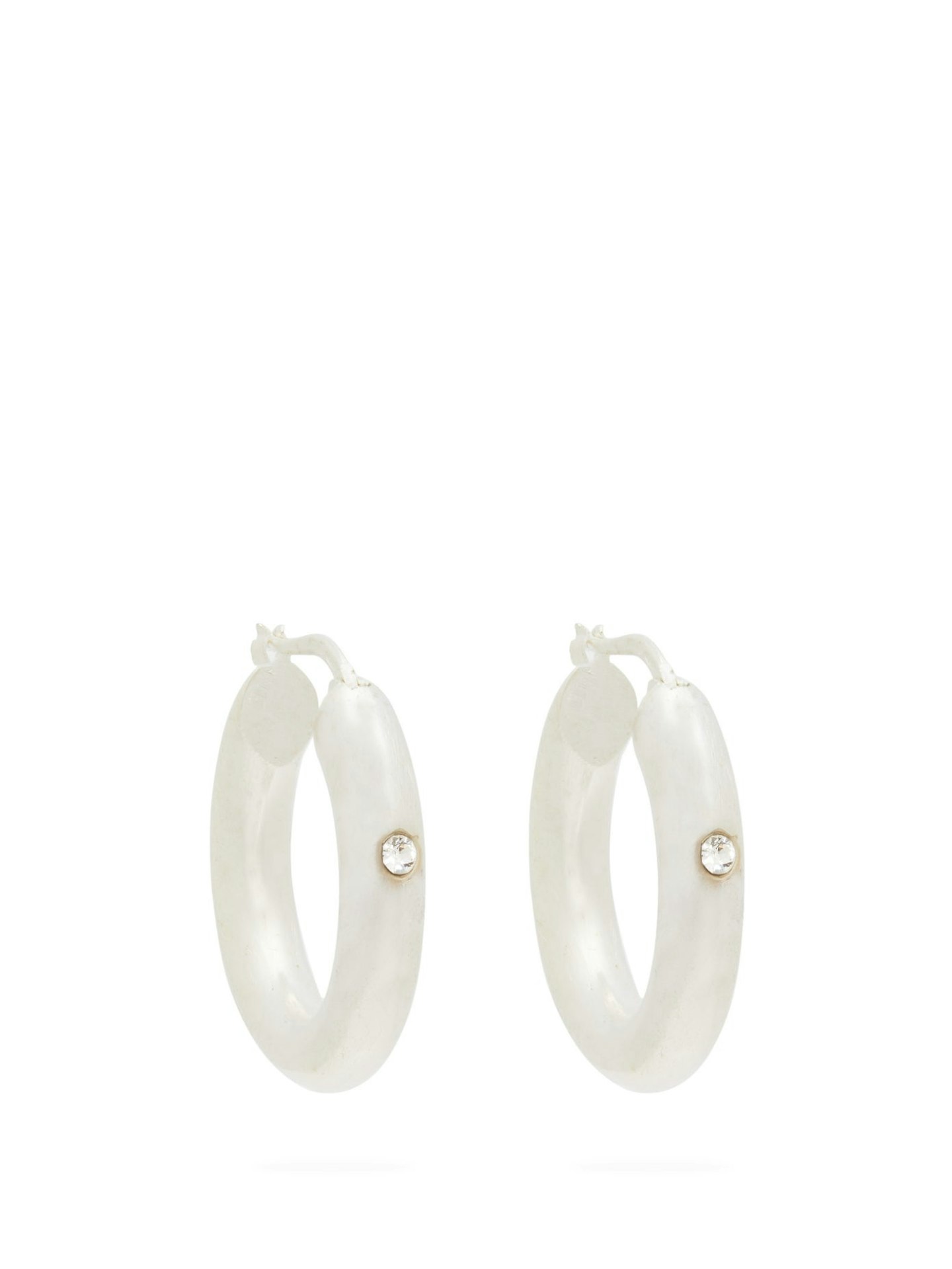 Jil Sander, Crystal-stud Sterling-silver Hoop Earrings, £260