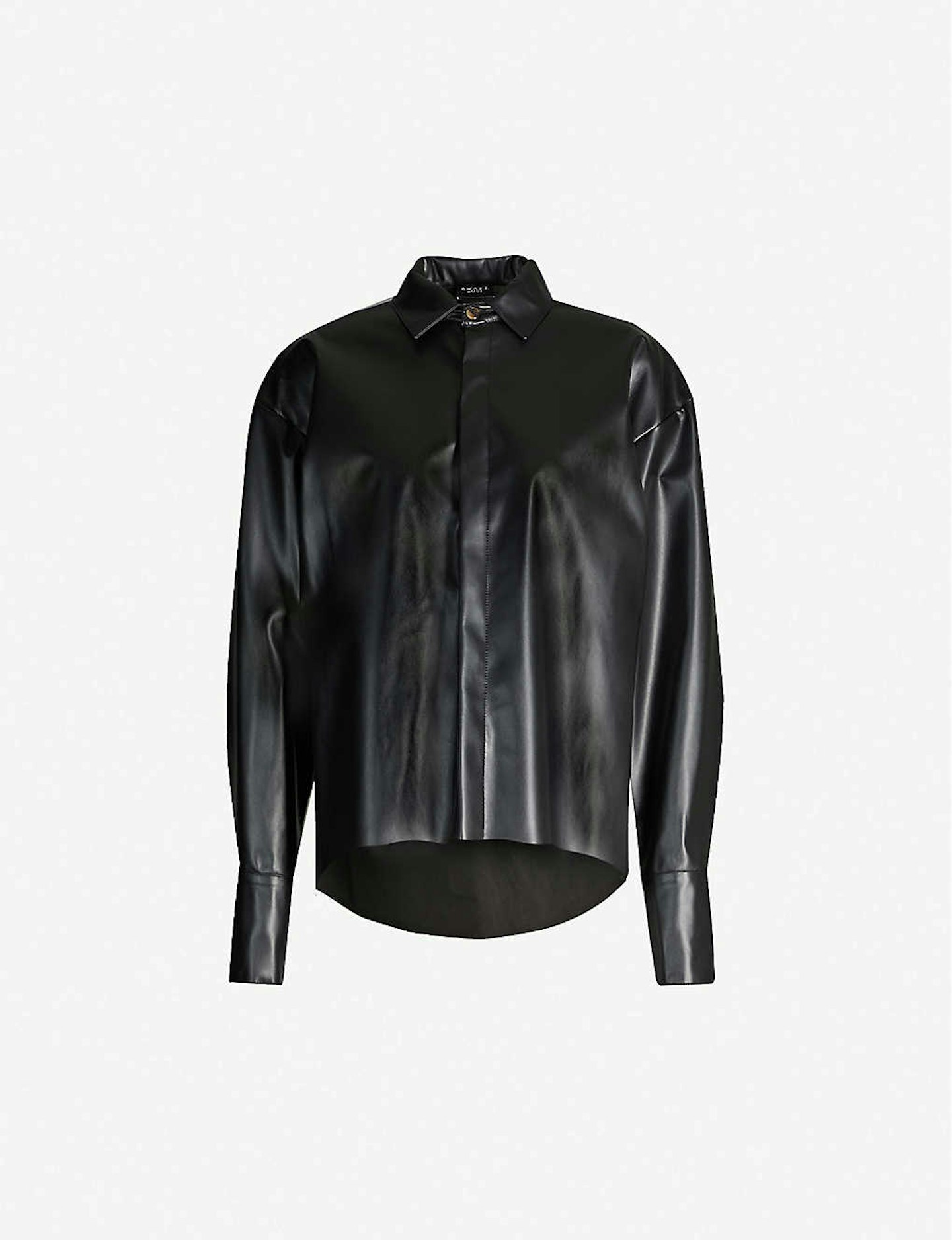 AWAKE, Puff Sleeve Faux Leather Shirt, £440